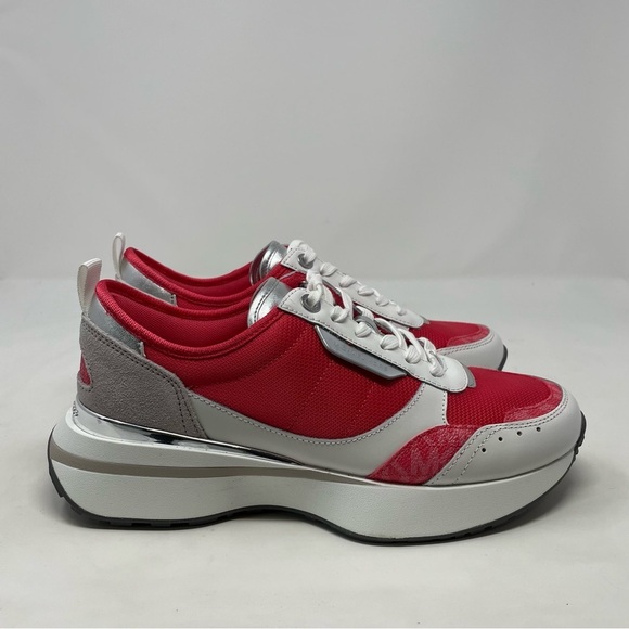 Michael Kors Flynn Trainer Lace Up Sneakers MK Signature Geran Multi NWT - Picture 5 of 13